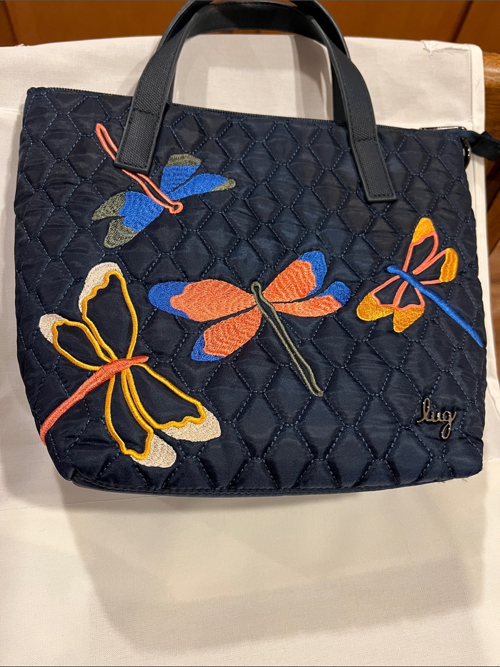 LUG - Sprinkler Embroidered Collection Dragonfly Quilted Nylon Tote/Crossbody